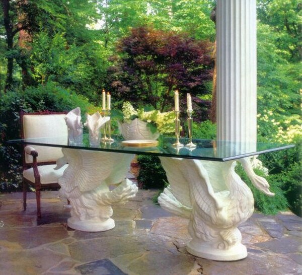 Swan With Closed Back set of two table base sculpture Dinning Bases